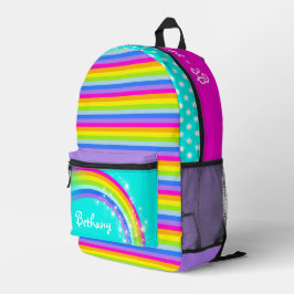 Mochila Impresa Escuela personalizada de niños morados con arco ir