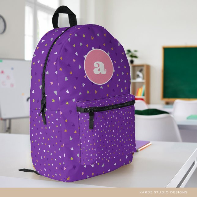 Mochila Impresa Escuela personalizada Monograma Chica de Corazones (Subido por el creador)