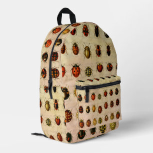 Mochila Impresa Espécimen Patrón de Mariquita Vintage Insecto Anti