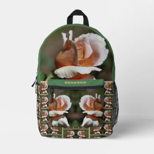 Mochila Impresa Espejo de flores de Peach Rosebud Personalizado