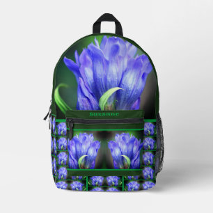 Mochila Impresa Espejo de flores gentianas azules personalizado