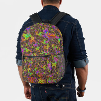 Mochila Impresa Espiral Abstracta Digital Fractal Colorida Brillan