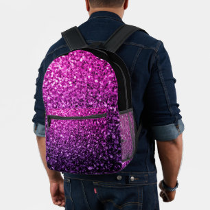 Mochila Impresa Espuma purpurina falso rosa morado y negro
