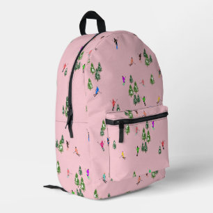 Mochila Impresa Esquí de invierno para esquiadores rosas