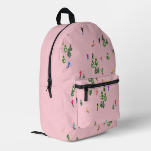 Mochila Impresa Esquí de invierno para esquiadores rosas