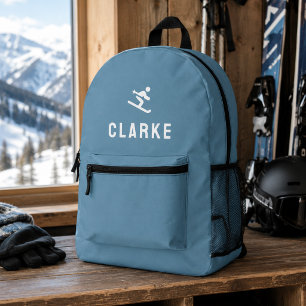 Mochila Impresa Esquí Icono Motivo Esquíador Azul Mínimo