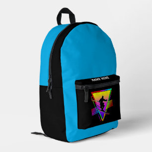 Mochila Impresa Esquí vintage retro colorido sobre el arcoiris