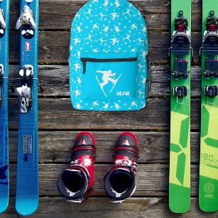 Mochila Impresa Esquiadores azules brillantes y trucos de esquí te