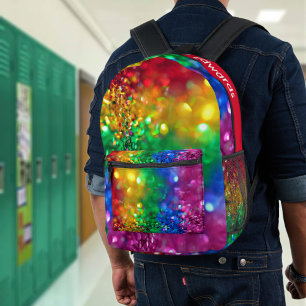 Mochila Impresa Estallido de Color Brillante Arcoíris Lentejuelas