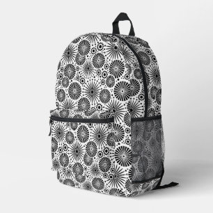 Mochila Impresa Estallido de flores geométricas modernas en blanco