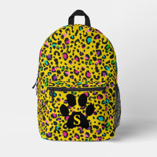 Mochila Impresa Estampado de leopardo arcoíris Pata negra Amarillo