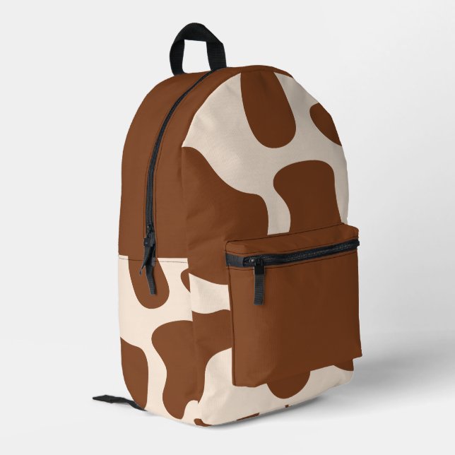 Mochila Impresa Estampado de Vaca Rosa y Marrón (Esquina izquierda trasera)