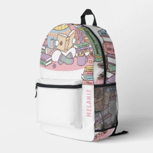 Mochila Impresa Estante de libros lindo nombre personalizado para