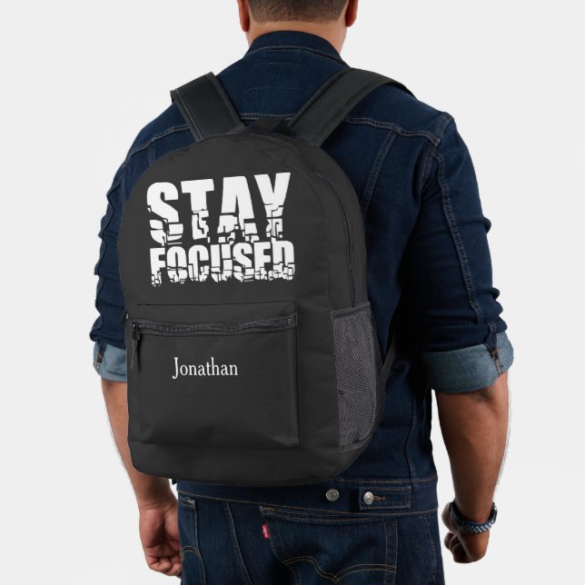 Mochila Impresa Estar centrado | Frase motivadora con texto blanco (Insitu (Modelo))