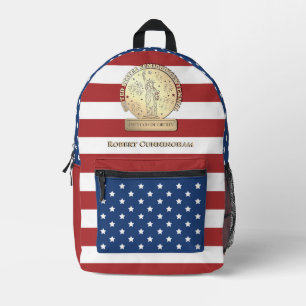 Mochila Impresa Estatua de la Libertad de oro de la bandera de EE.