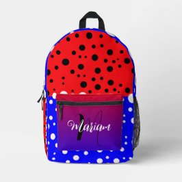 Mochila Impresa Estética Azul y Rojo - Monograma de Nombre Genial