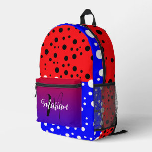 Mochila Impresa Estética Azul y Rojo - Monograma de Nombre Genial