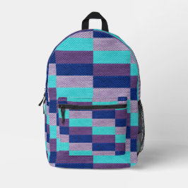 Mochila Impresa Estética de Patrón de Bloque Geométrico Abstracto 