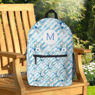 Mochila Impresa Estética de viaje floral azul personalizada