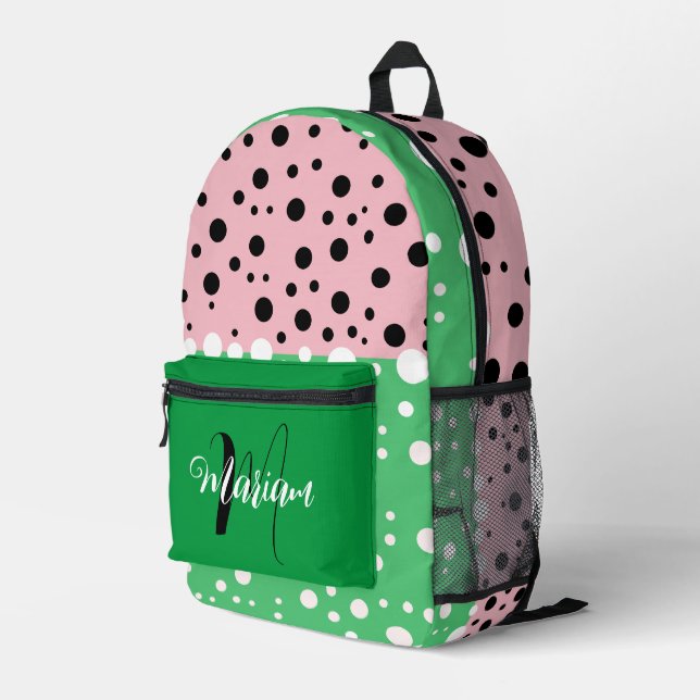Mochila Impresa Estético Verde Esmeralda Rosa Color - Nombre Inici (Esquina derecha trasera )