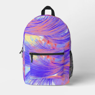 Mochila Impresa Estilizan las plumas abstractas azules rosadas