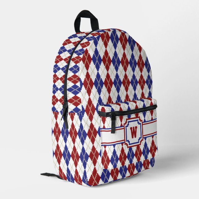 Mochila Impresa Estilo Americano Argyle (Esquina izquierda trasera)