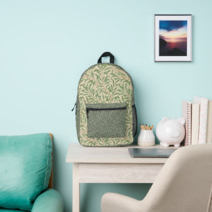 Mochila Impresa Estilo antiguo verde salvia con estampado de sauce