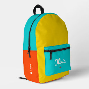 Mochila Impresa Estilo Bloque de color Rojo Naranja rosa Azul amar
