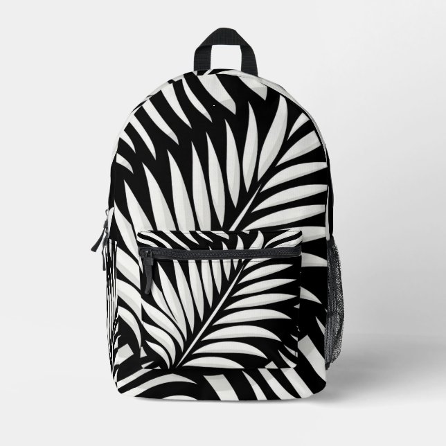 Mochila Impresa Estilo de rayas de cebra de hoja (Anverso)