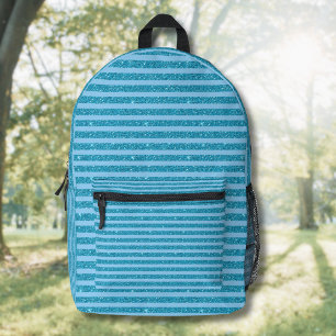 Mochila Impresa Estilo de rayas horizontales azul océano chic con