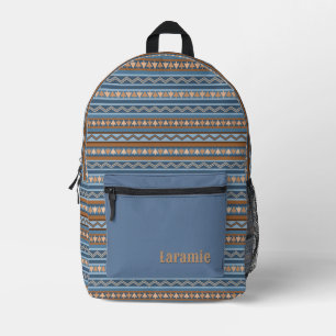 Mochila Impresa Estilo del suroeste azul marrón geométrico persona