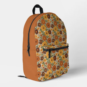 Mochila Impresa estilo floral/flor vintage de los 70