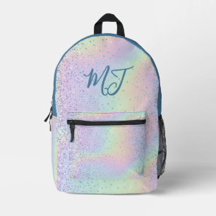 Mochila Impresa Estilo monograma del Purpurina arcoiris moderno
