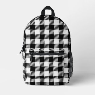 Mochila Impresa Estilo rústico de granja a cuadros negros y blanco