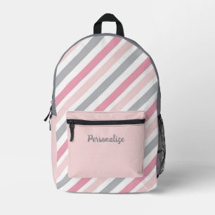 Mochila Impresa Estiloso rayas rosadas y grises en rosado