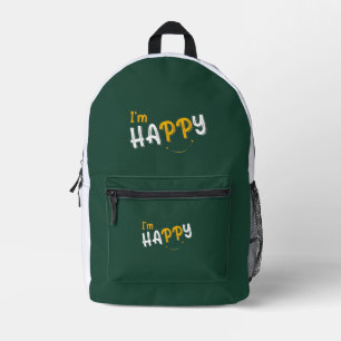 Mochila Impresa Estoy Feliz Elija Felicidad Sonrisas & Sol Feliz