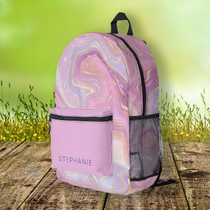 Mochila Impresa Estratos de Mauve Lavender Gold Marble Personaliza