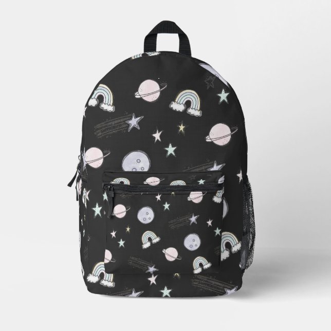 Mochila Impresa Estrella de disparo lunar planeta arco iris lindo  (Anverso)