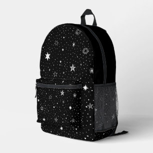 Mochila Impresa Estrellas Blancas Dibujadas a Mano Sobre Negro