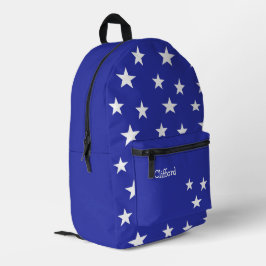 Mochila Impresa Estrellas blancas monogramo en azul