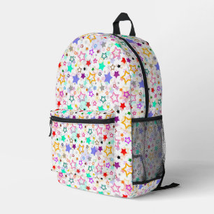 Mochila Impresa Estrellas Coloridas Blancas