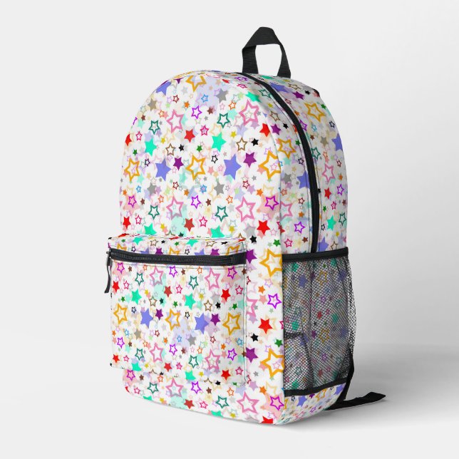 Mochila Impresa Estrellas Coloridas Blancas (Esquina derecha trasera )