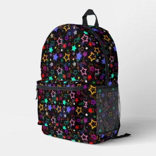Mochila Impresa Estrellas Coloridas Negras 