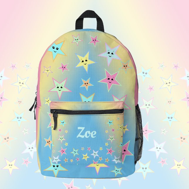Mochila Impresa Estrellas cortas con rostros en tonos pastel, pers (Subido por el creador)