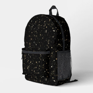 Mochila Impresa Estrellas De Oro Dispersas En Negro