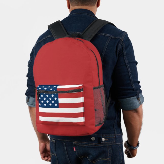 Mochila Impresa Estrellas, franjas y negrita rojo: Bandera estadou (Insitu (Modelo))