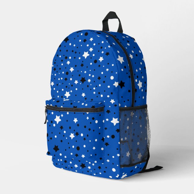 Mochila Impresa Estrellas y círculos sobre el azul (Esquina derecha trasera )