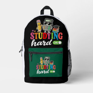 Mochila Impresa Estudiando en Modo Duro   Suministros Escolares Ka