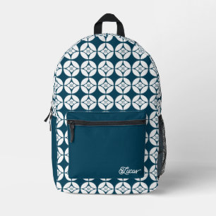 Mochila Impresa Etiquetas de patrón de Kimono   七 宝 花 菱 Shippo Han