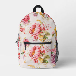 Mochila Impresa Exquisitas flores rosas y amarillas. Shabby Chic